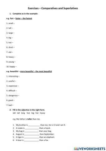 Comparatives and superlatives