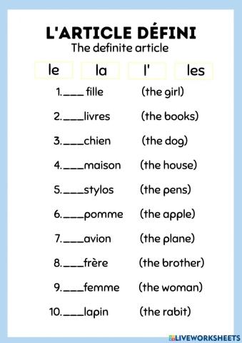 L'article defini