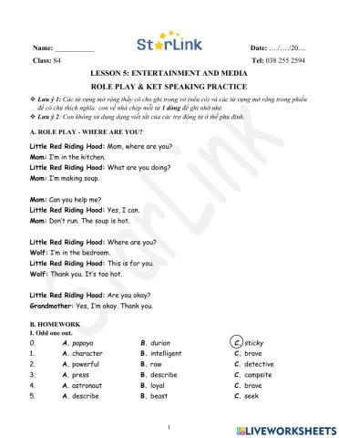 ONLINE-Foreign-S4-W5-L5-ROLE PLAY & KET SPEAKING PRACTICE