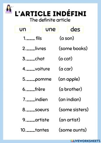 L'article indéfini