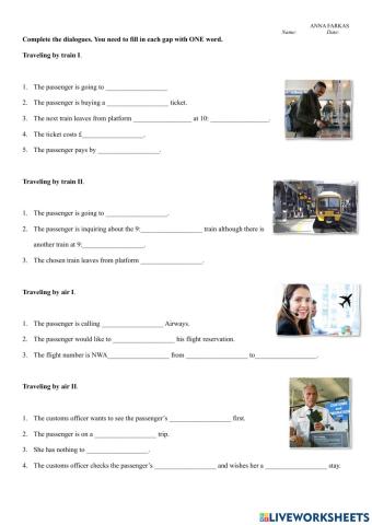 Listening, four travel dialogues, train, air