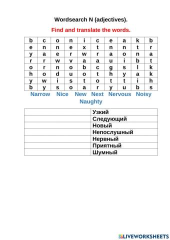Wordsearch N