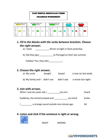 Past simple-irregular verbs-exercises