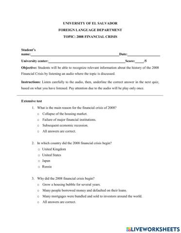 Listening skill - Extensive test