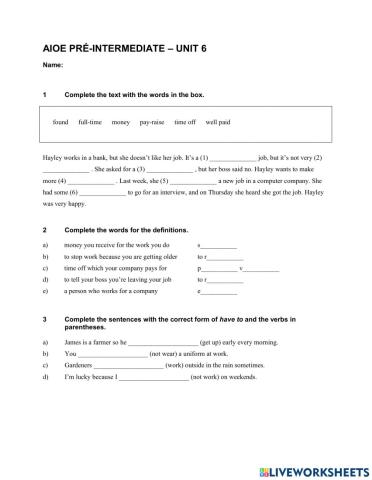 Aioe pre-intermediate