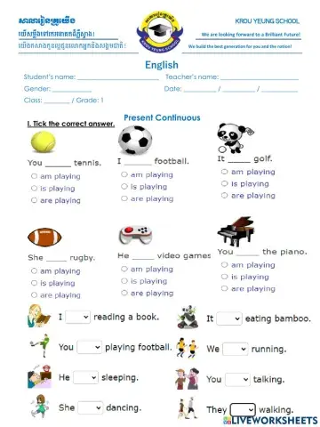 Present continuous grade 1