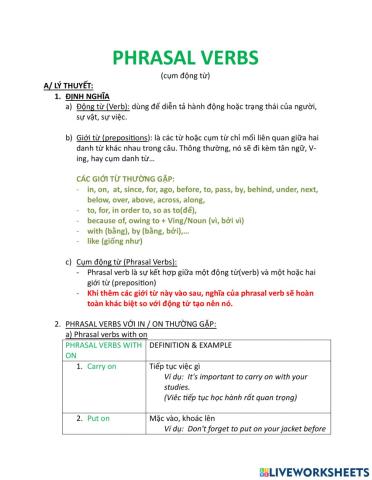 Phrasal Verbs (with 'ON')