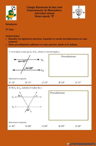 Ángulos entre Paralelas