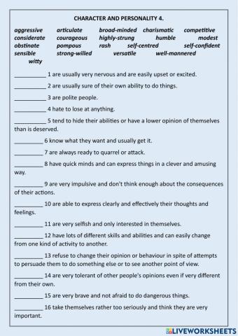 Character and personality 2