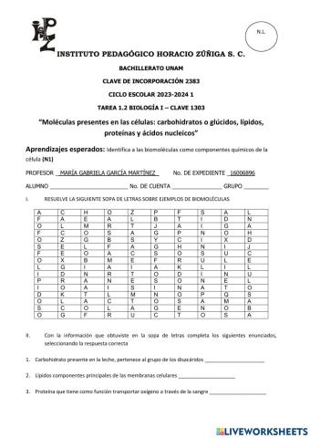 TAREA 1.2 BIOLOGÍA I