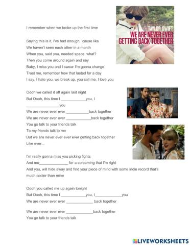 Song:We are never getting back together