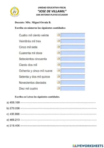 Lectura y escritura de números
