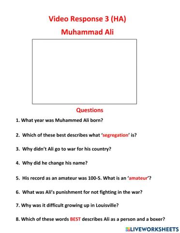 Video response - Muhammad Ali (HA)