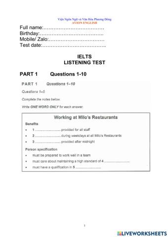 IELTS Listening Booklet 15