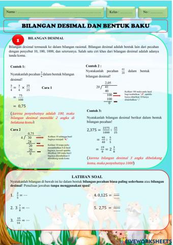 Bilangan Desimal dan Bentuk Baku