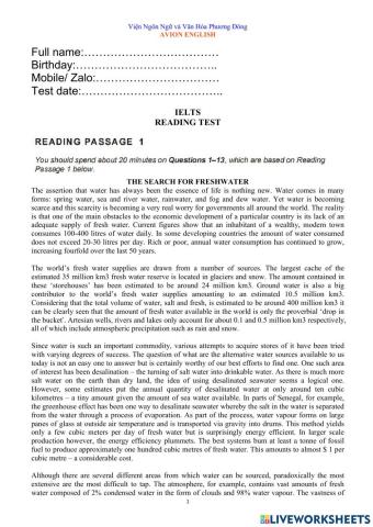 IELTS Reading Test 15