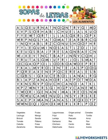 Sopa de letra-Alimentos