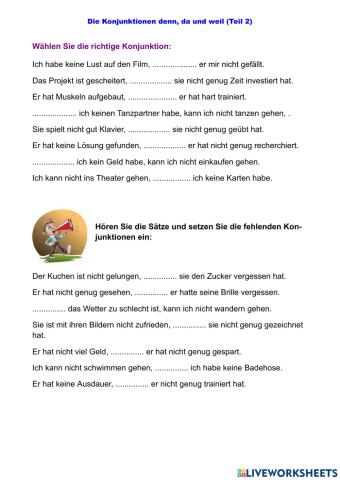 Konjunktionen denn, da, weil Teil 2