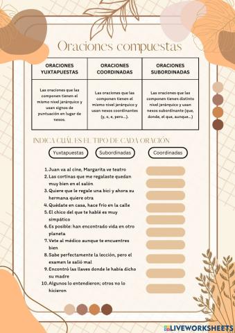 Oraciones compuestas