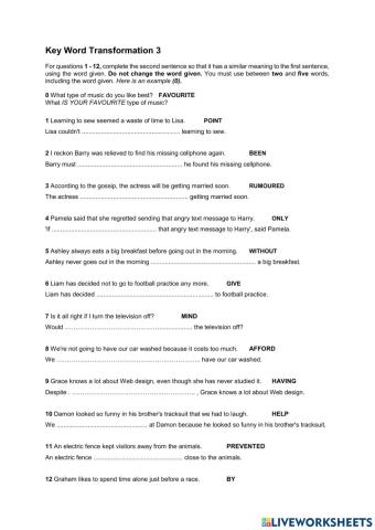 Key word transformation 3