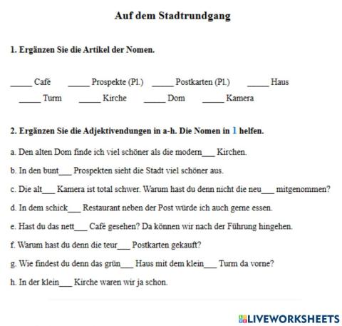 A 2.1. Lektion 5: Adjektivdeklination