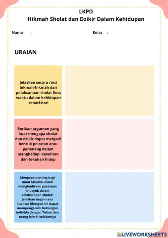 LKPD Modul ajar 2 , Hikmah sholat dan dzikir dalam kehidupan