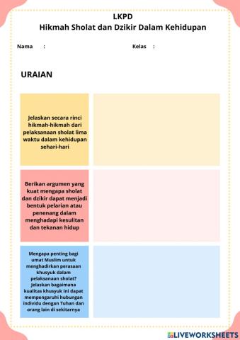 LKPD Modul ajar 2 , Hikmah sholat dan dzikir dalam kehidupan