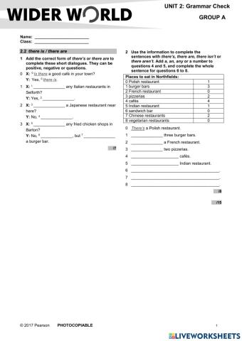 Wider World 1 UNIT 2: Grammar Check