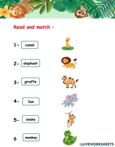 interactive worksheet animals