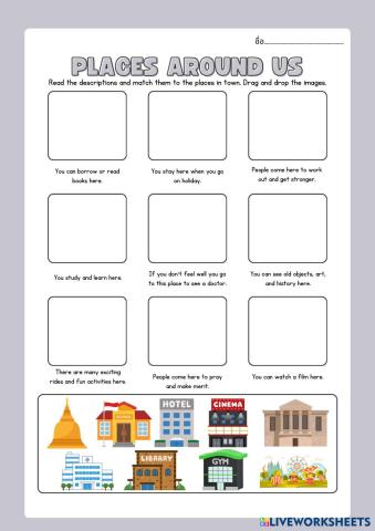 Places in town digital worksheet in multicolor watercolor style.pdf