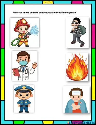 Unir con líneas quien te puede ayudar en cada emergencia.pdf