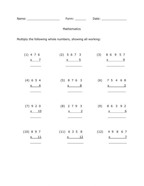 Multiplying by 1-Digit Whole Numbers