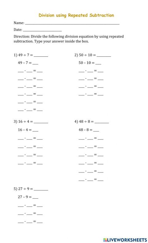 Division by Repeated Subtraction
