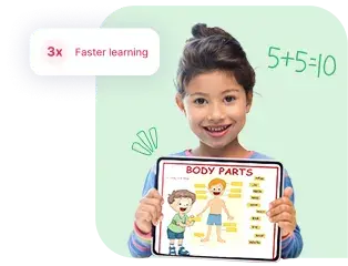 School students engaged in online learning with interactive worksheets on tablets and laptops