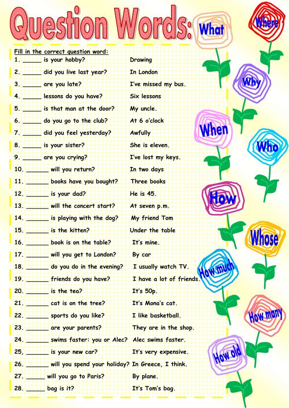 Question words Question words