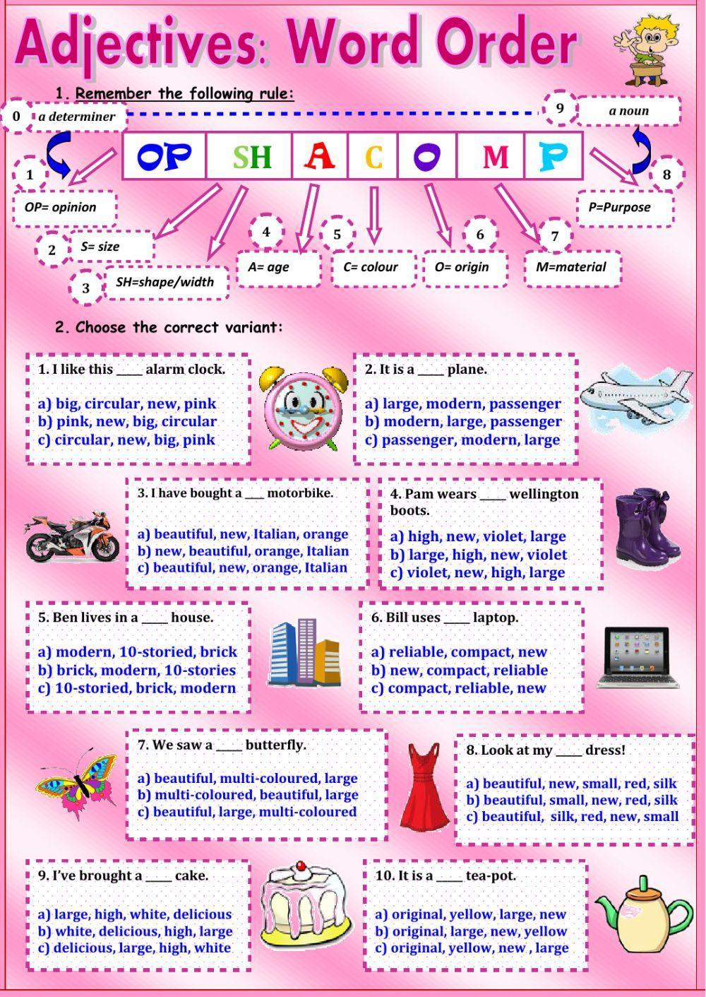 Adjectives: word order