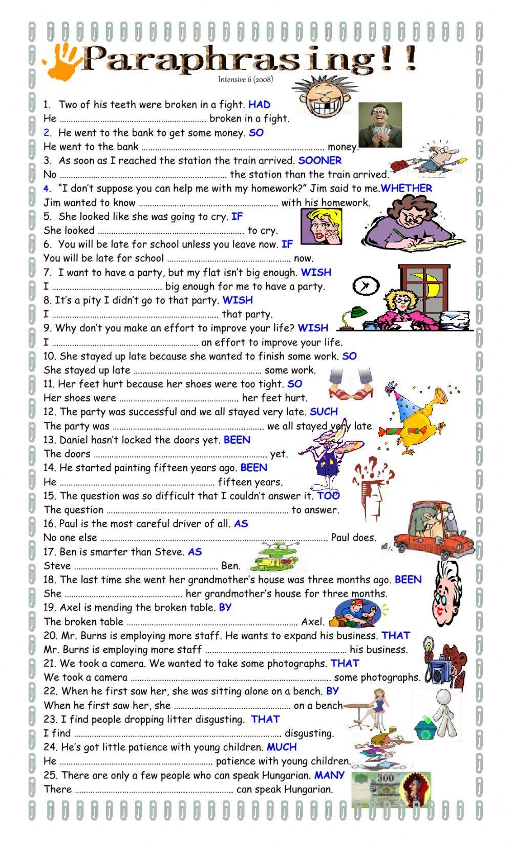 Paraphrasing worksheet | Live Worksheets paraphrasing-worksheet-live-worksheets