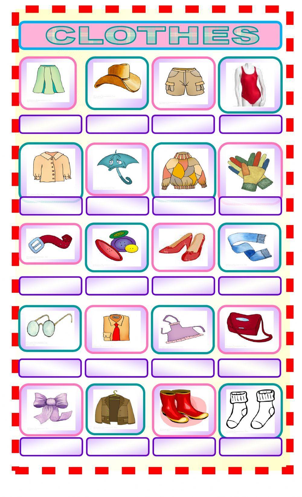 The clothes: listen and repeat