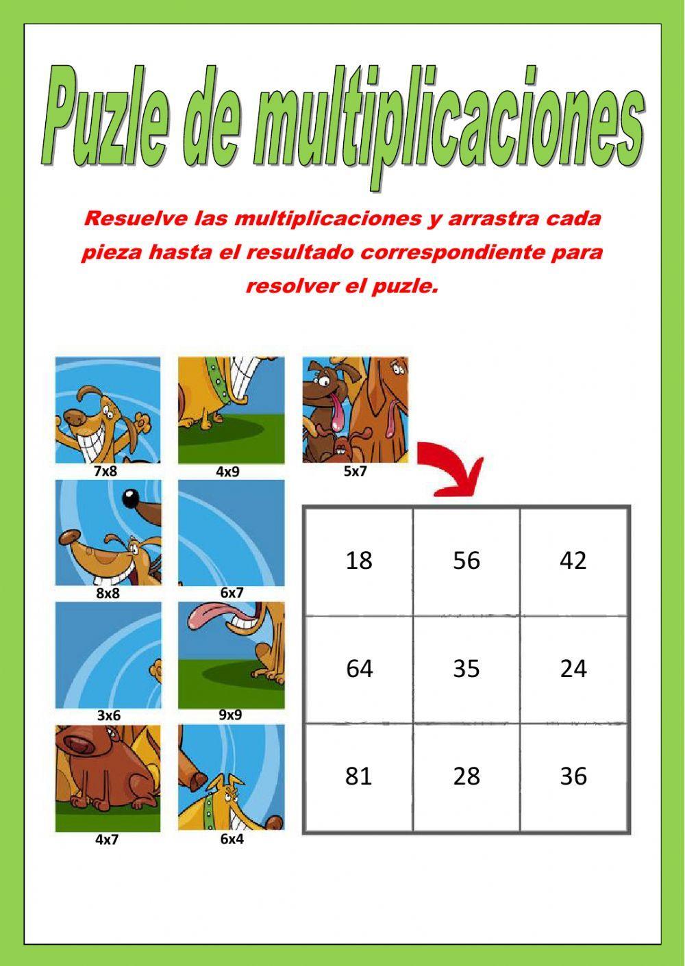Puzle de multiplicaciones Puzle de multiplicaciones