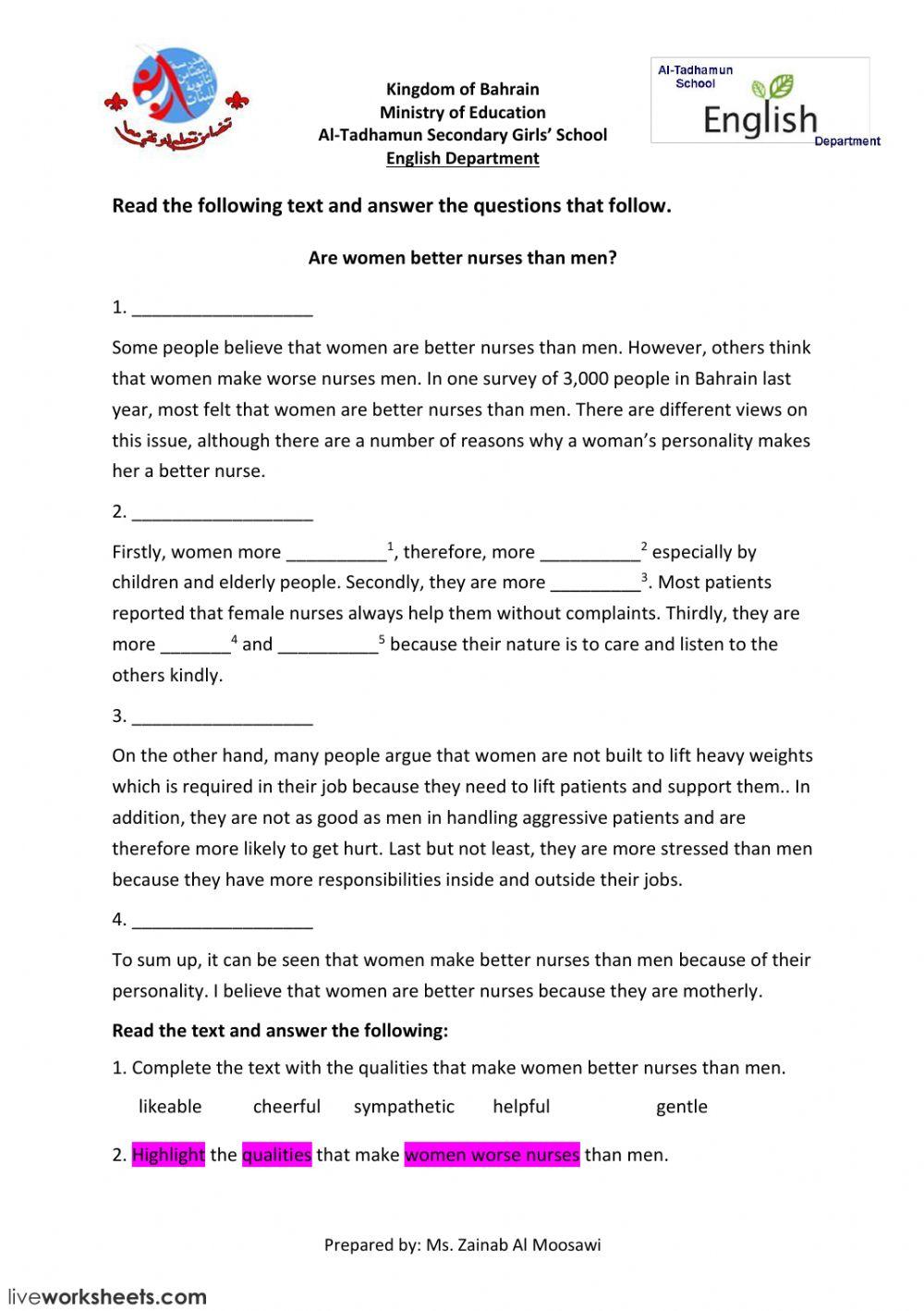 Are women better nurses than men?