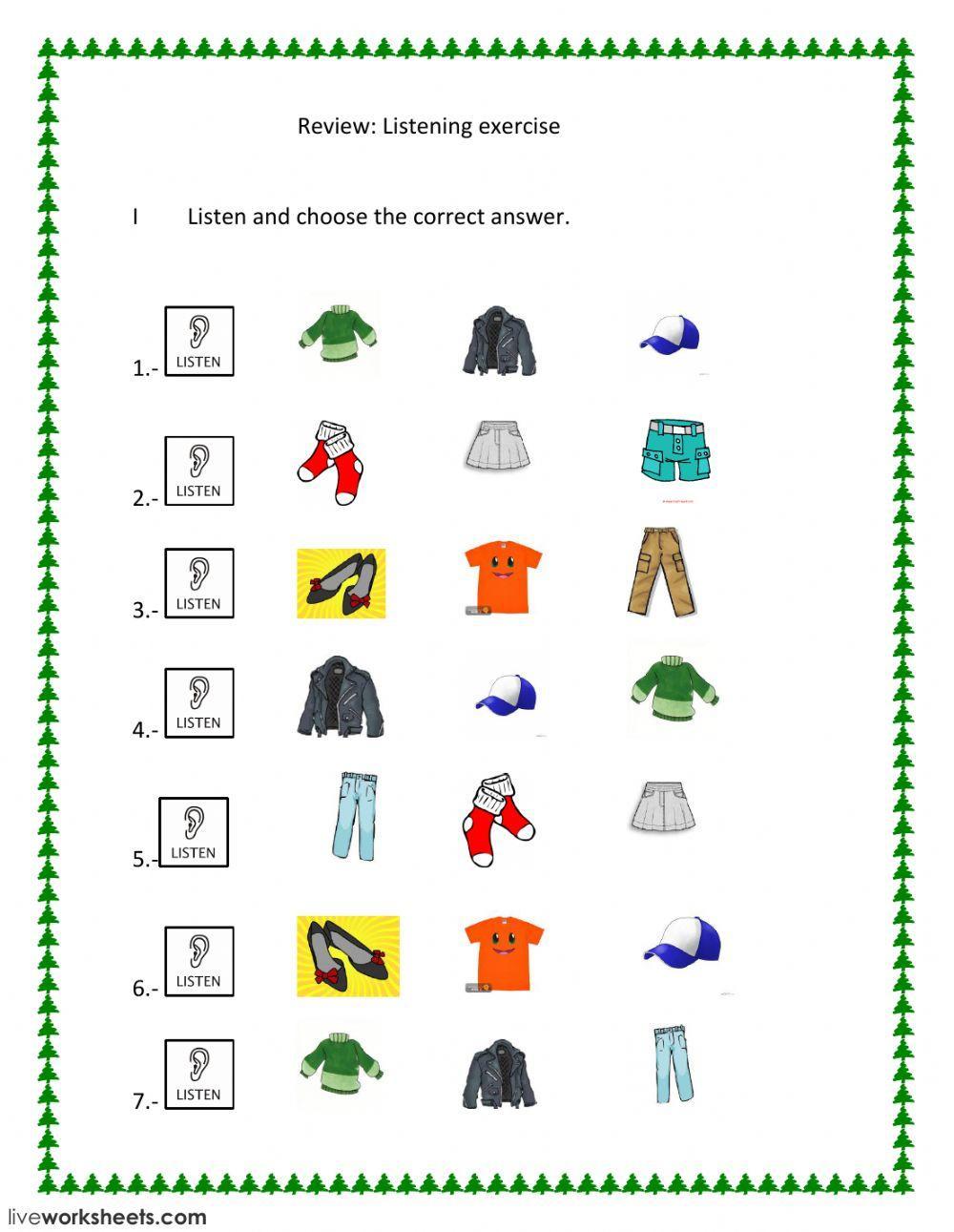 Clothes: Listening Exercise worksheet