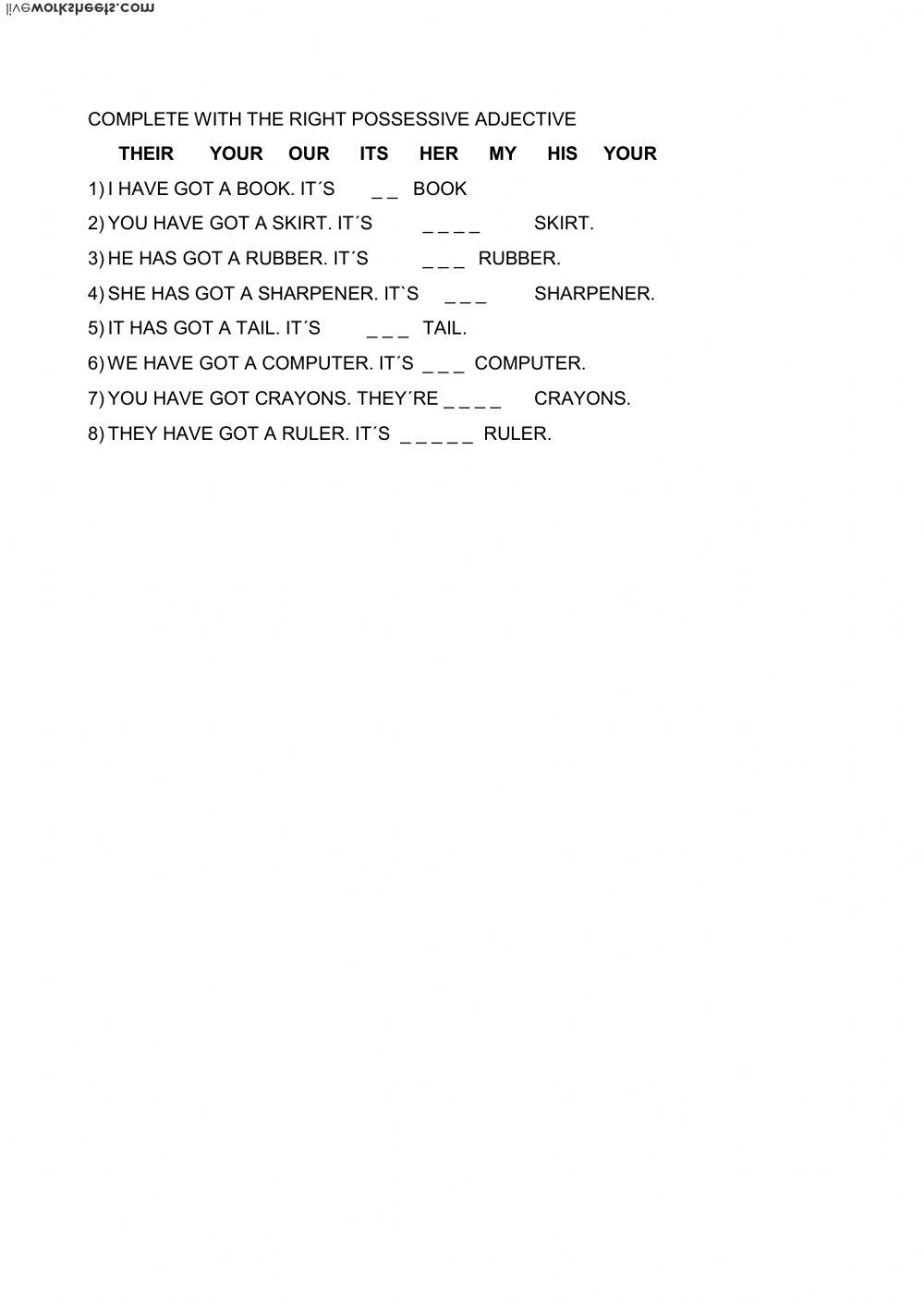 Possessive adjectives 