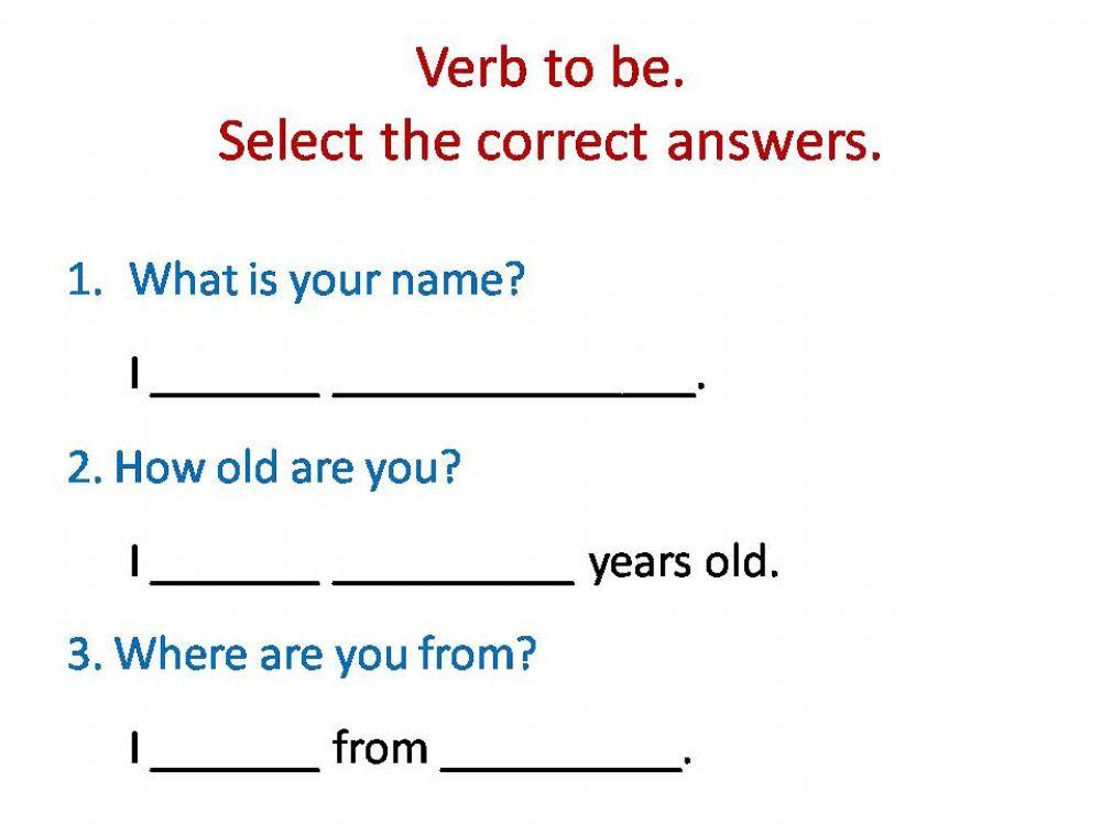 Verb to Be basic questions