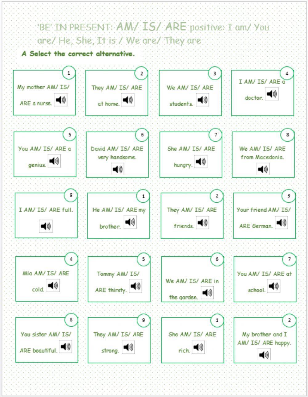 BE in Present: Positive