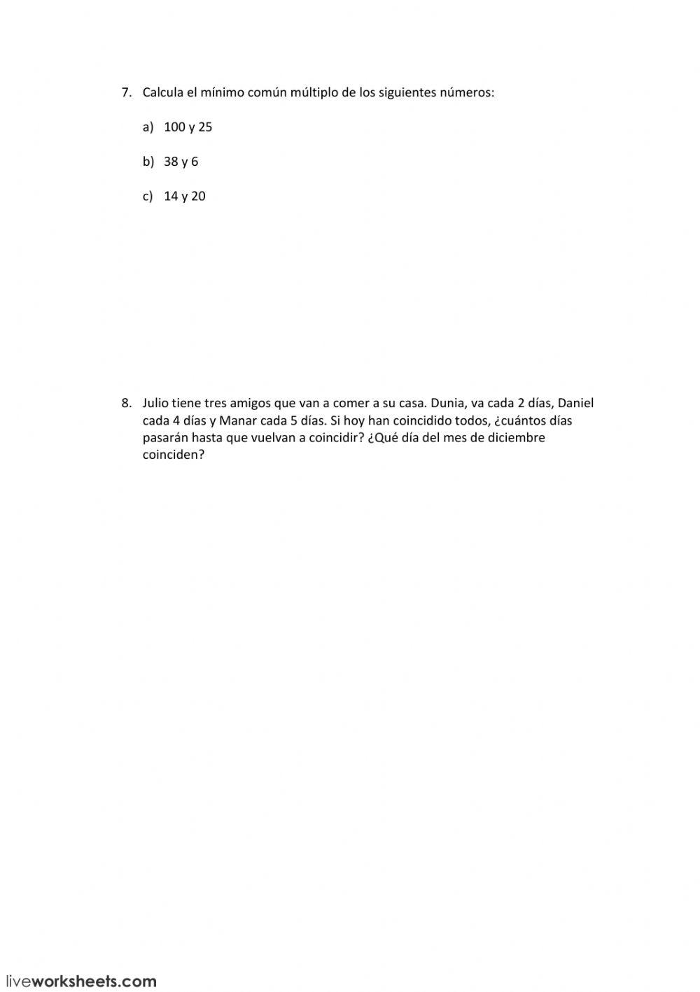 Examen tema 2: divisibilidad 