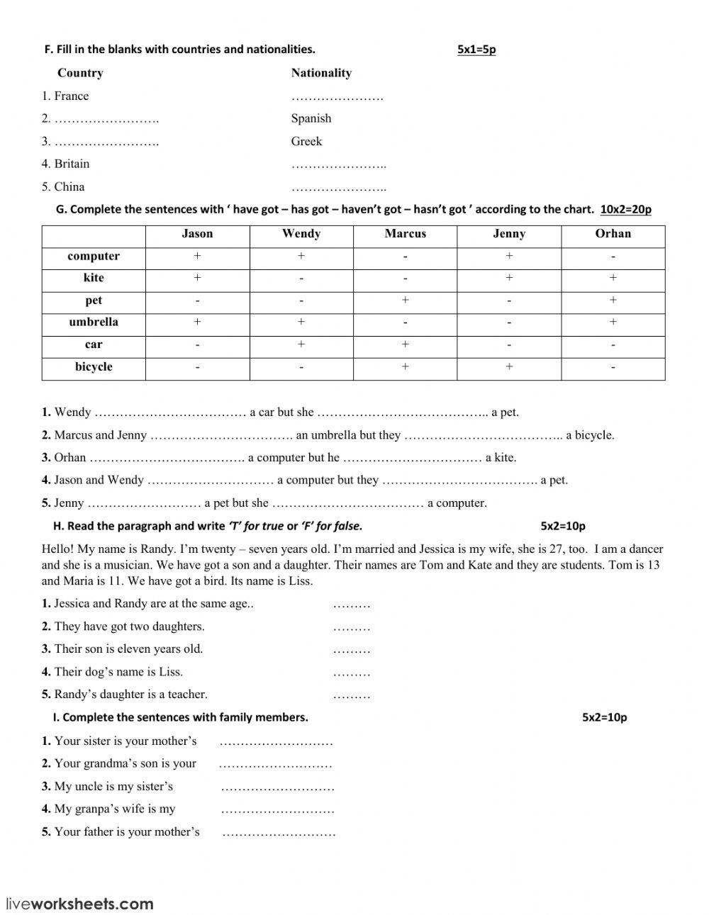 9th grades 1st term quiz