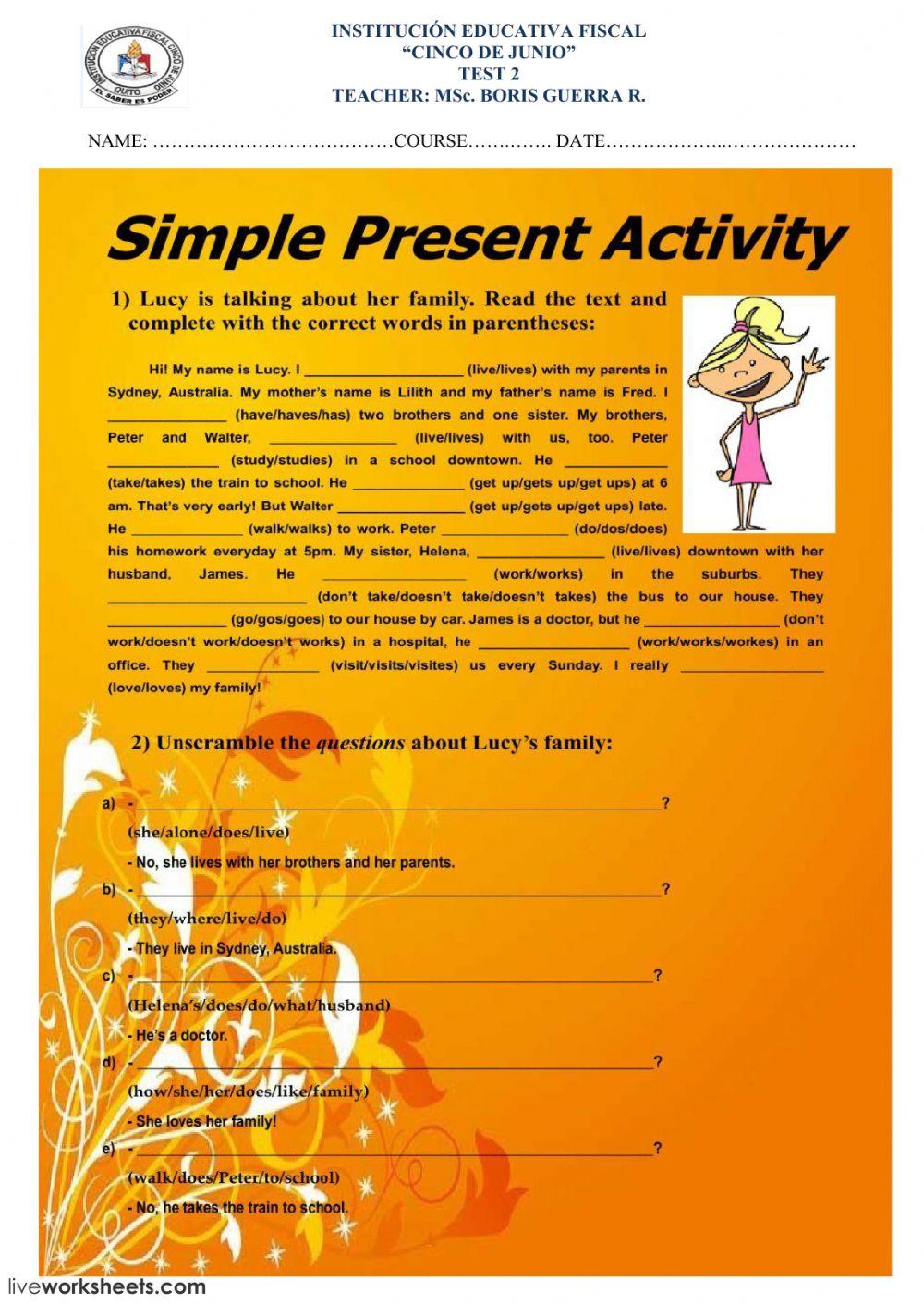 SIMPLE PRESENT TENSE 5 JUNE