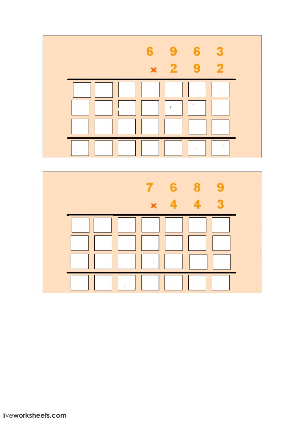 5-2-4 Eragiketak zenbaki arruntekin: Hainbat zifrarekin biderkatu