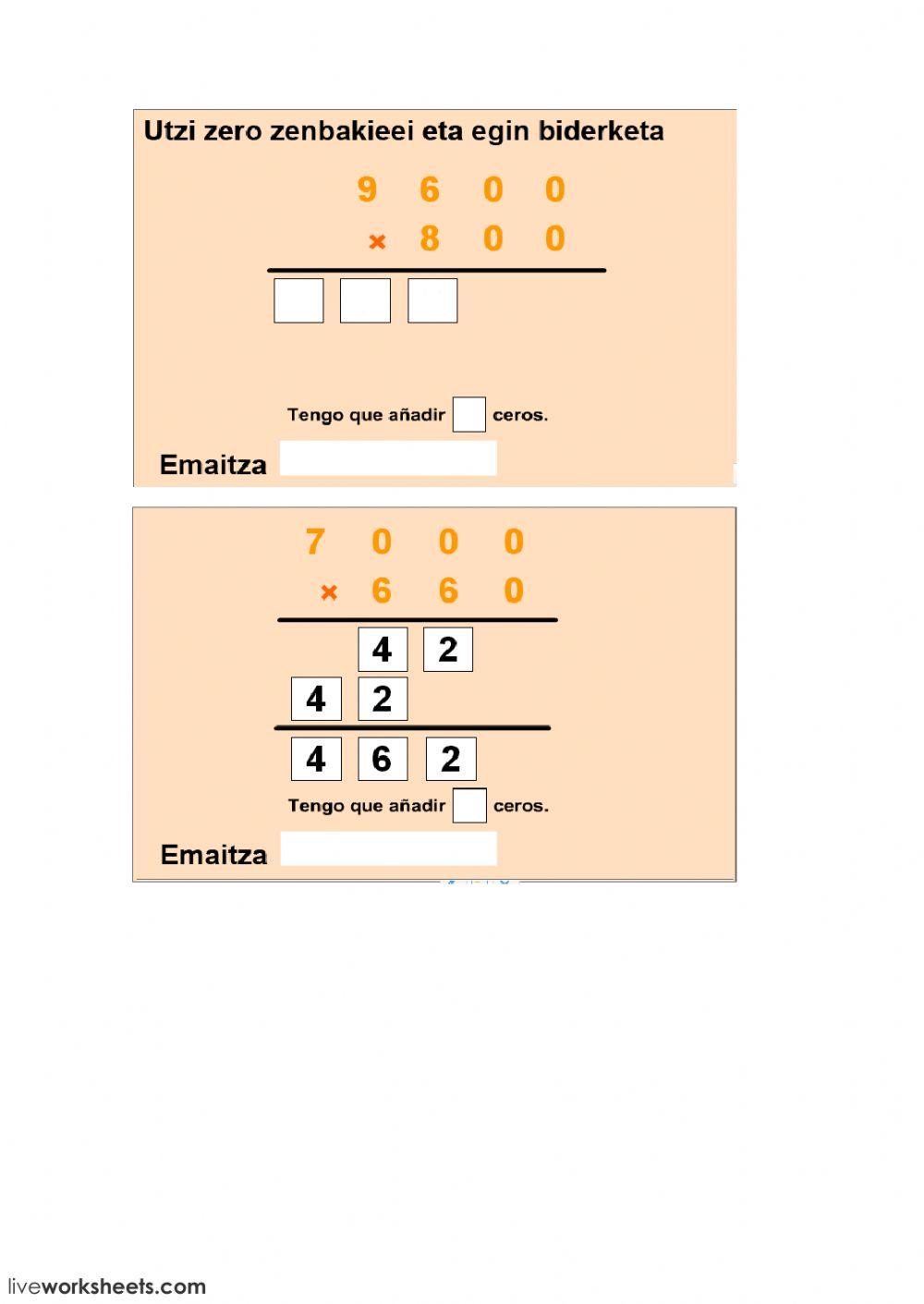 5-2-6 Eragiketak zenbaki arruntekin: Amaieran zeroak dituzten zenbakiekin biderkatu