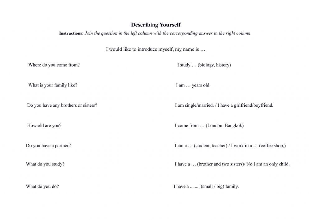 Describing Yourself - Personal Introductions